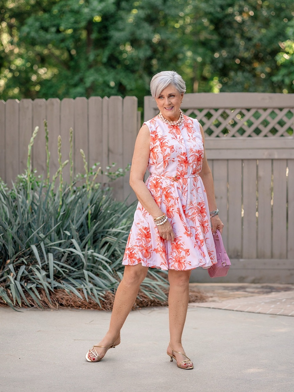 Ann Taylor Floral Belted Flare Dress – Aperol – Size 8